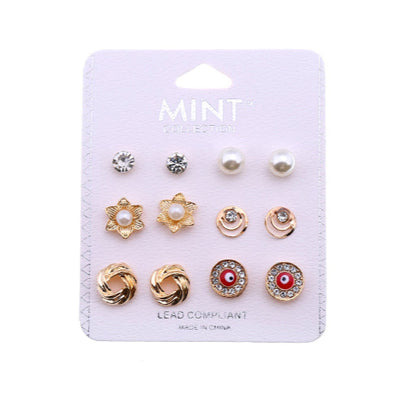 JAE36143 - 6 Pair Evil Eye Stud Earring Set