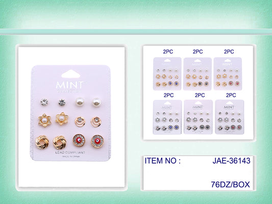 JAE36143 - 6 Pair Evil Eye Stud Earring Set