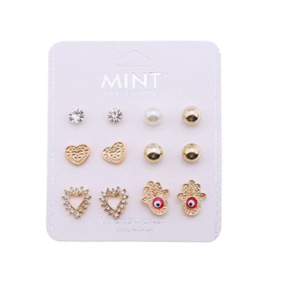 JAE36144 - 6 Pair Evil Eye Stud Earring Set