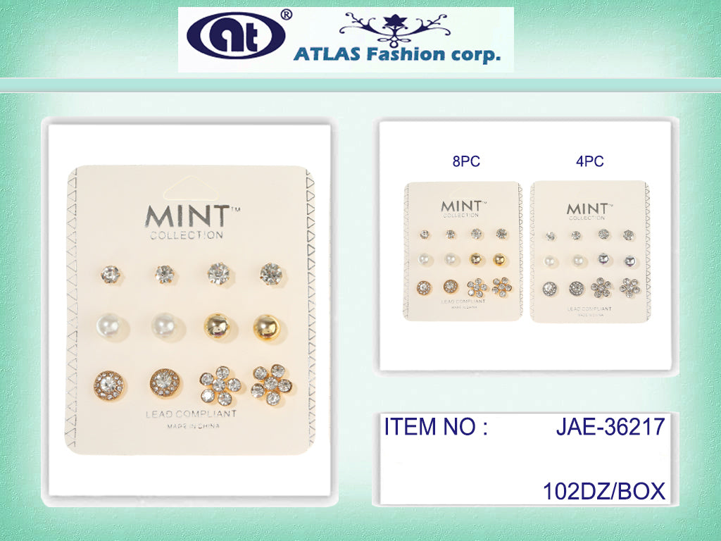 JAE36217 - 6 Pair Flower Stud Earring Set