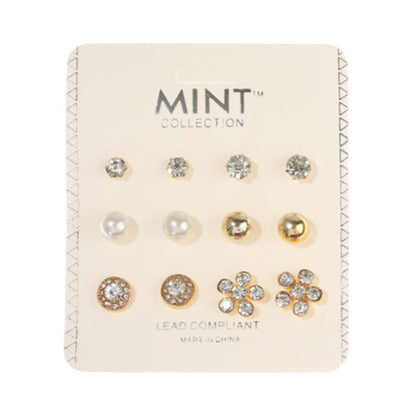 JAE36217 - 6 Pair Flower Stud Earring Set