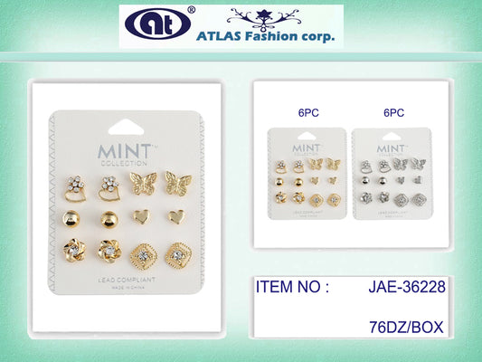 JAE36228 - 6 Pair Stud Earring Earring Set