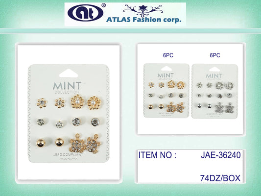 JAE36240 - 6 Pair Turtle Stud Earring Set