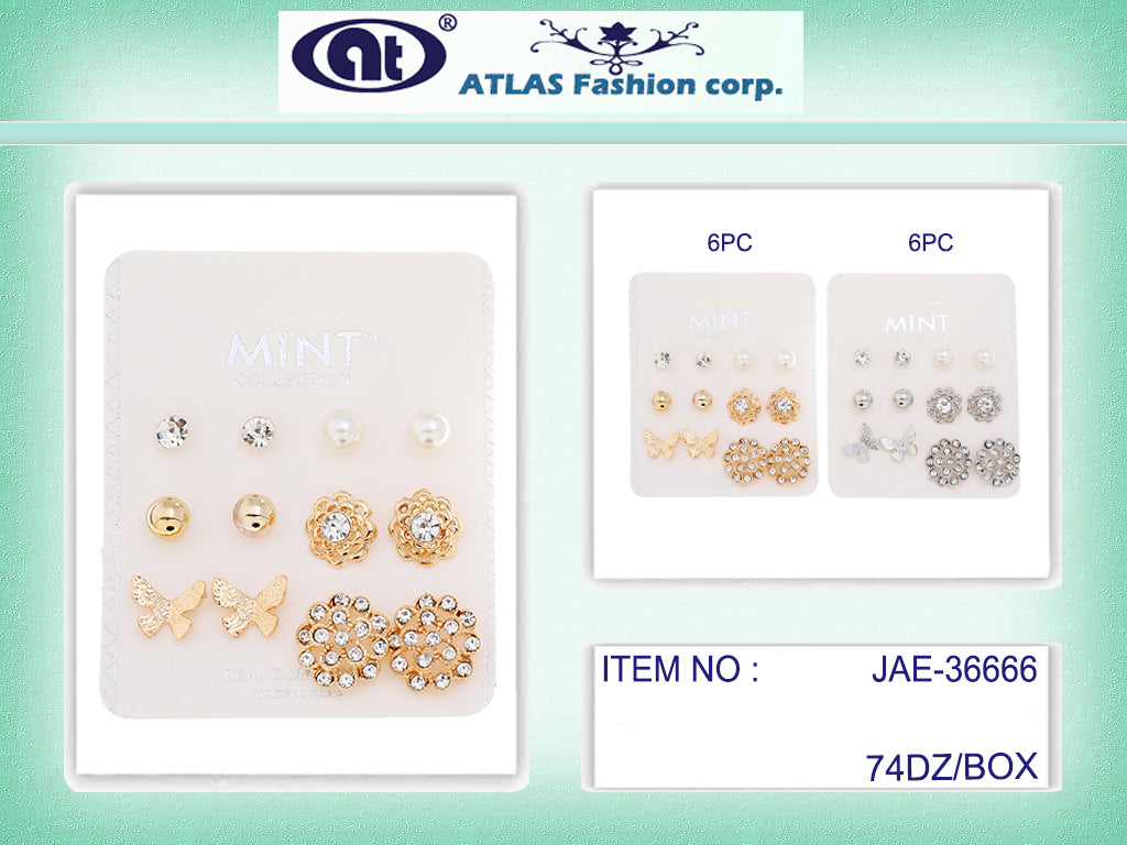 JAE36666 - 6 Pair Stud Earring Set