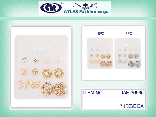 JAE36666 - 6 Pair Stud Earring Set