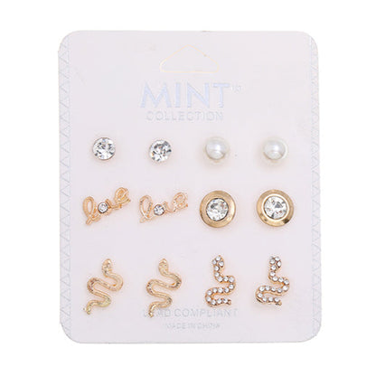 JAE36905 - 6 Pair Snake Stud Earring Set