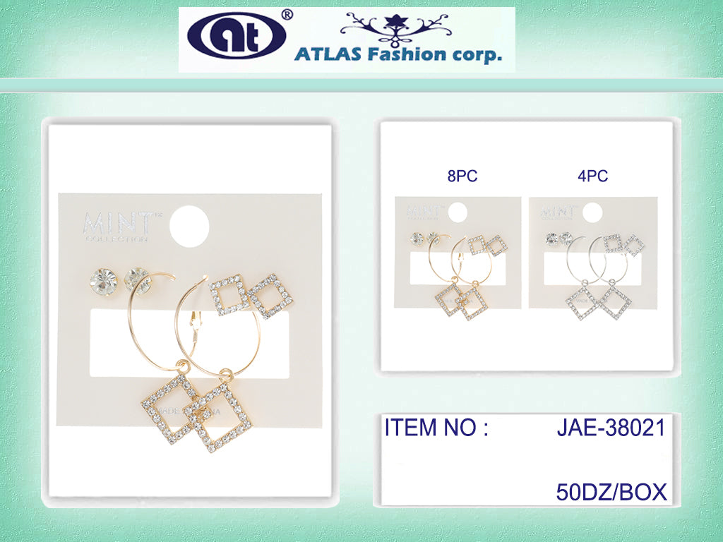 JAE38021 - 3 Pair Square Earring Set