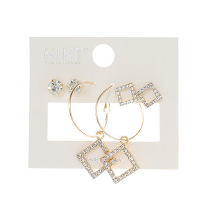 JAE38021 - 3 Pair Square Earring Set