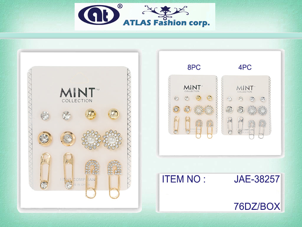 JAE38257 - 6 Pair Paperclip Stud Earring Set