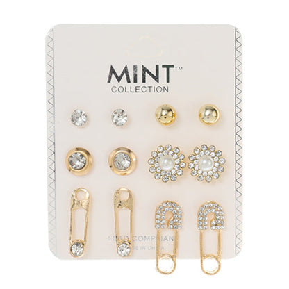 JAE38257 - 6 Pair Paperclip Stud Earring Set