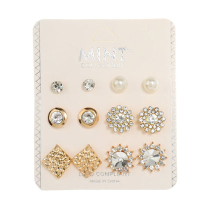 JAE38621 - 6 Pair Stud Earring Set