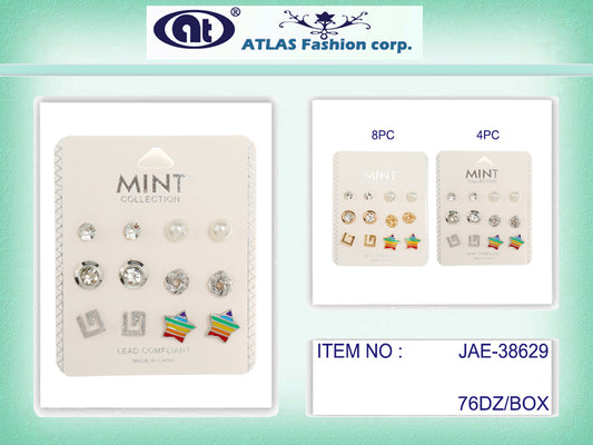 JAE38629 - 6 Pair Rainbow Star Stud Earring Set