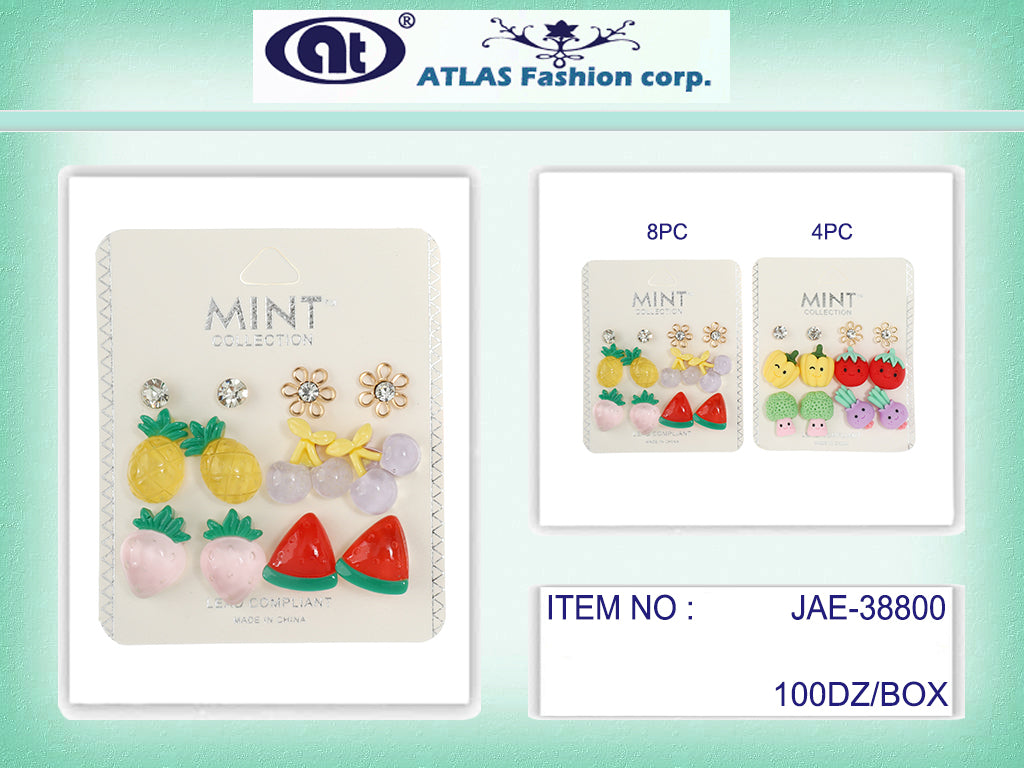 JAE38800 - 6 Pair Fruit Stud Earring Set