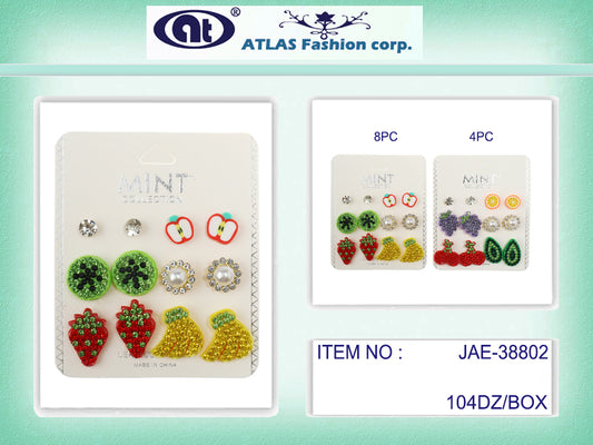 JAE38802 - 6 Pair Fruit Stud Earring Set