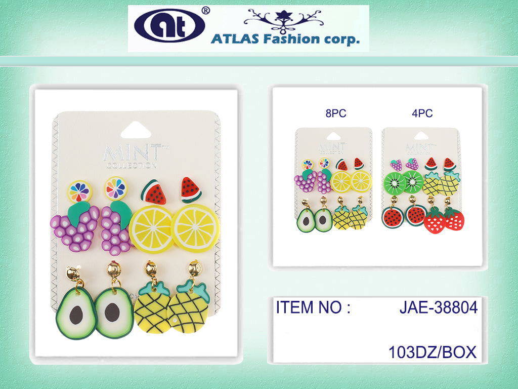 JAE38804 - 6 Pair Fruit Stud Earring Set