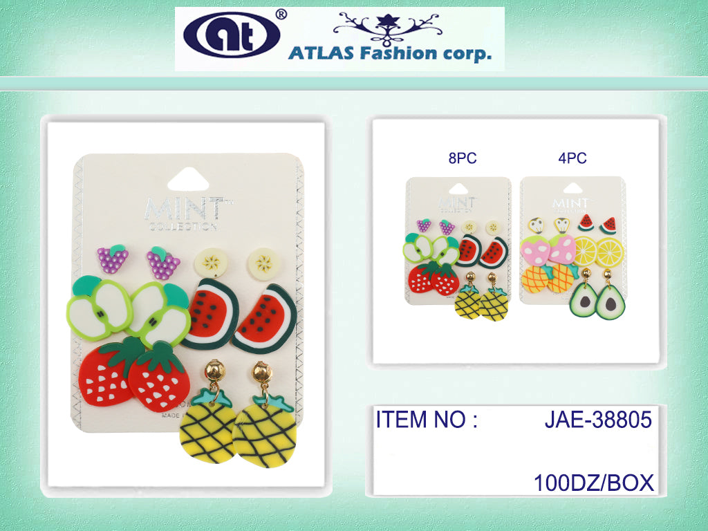 JAE38805 - 6 Pair Fruit Stud Earring Set