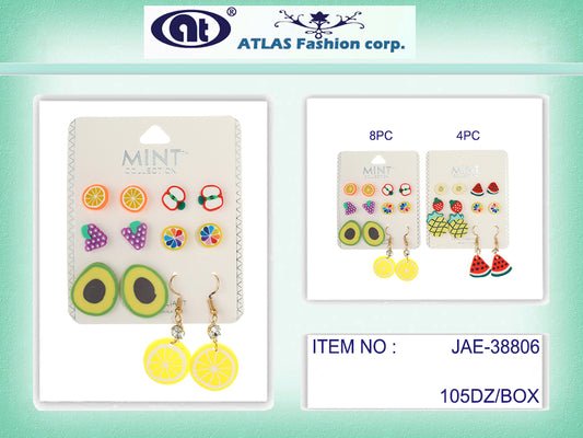 JAE38806 - 6 Pair Fruit Stud Earring Set