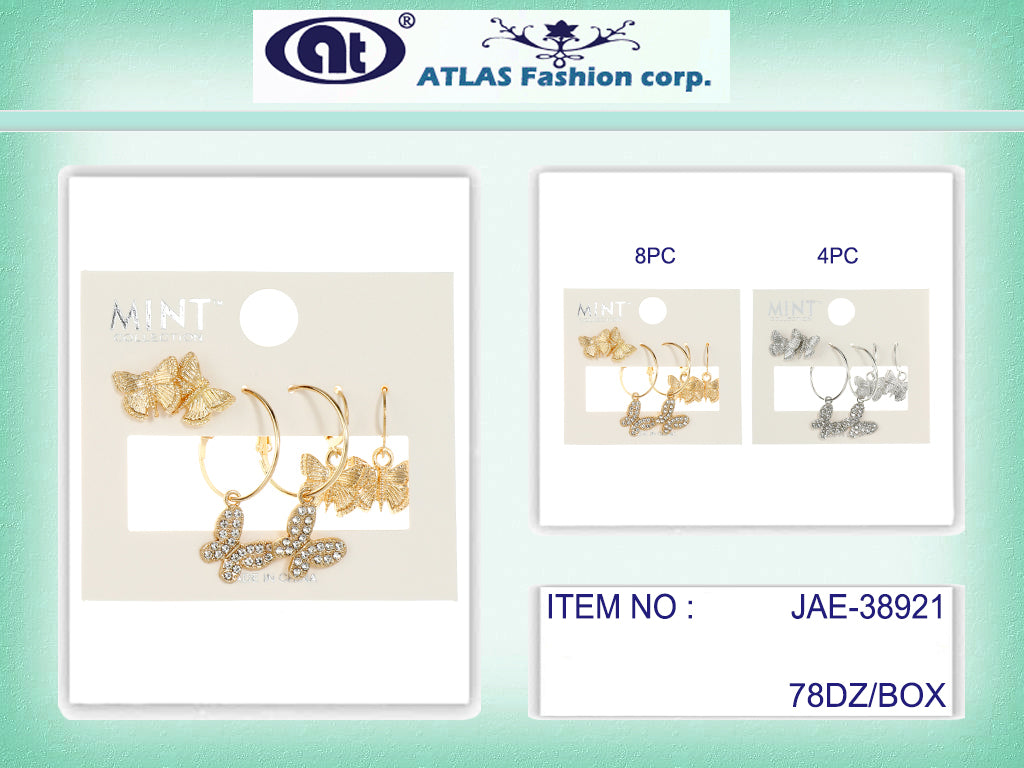 JAE38921 - 3 Pair Butterfly Earring Set