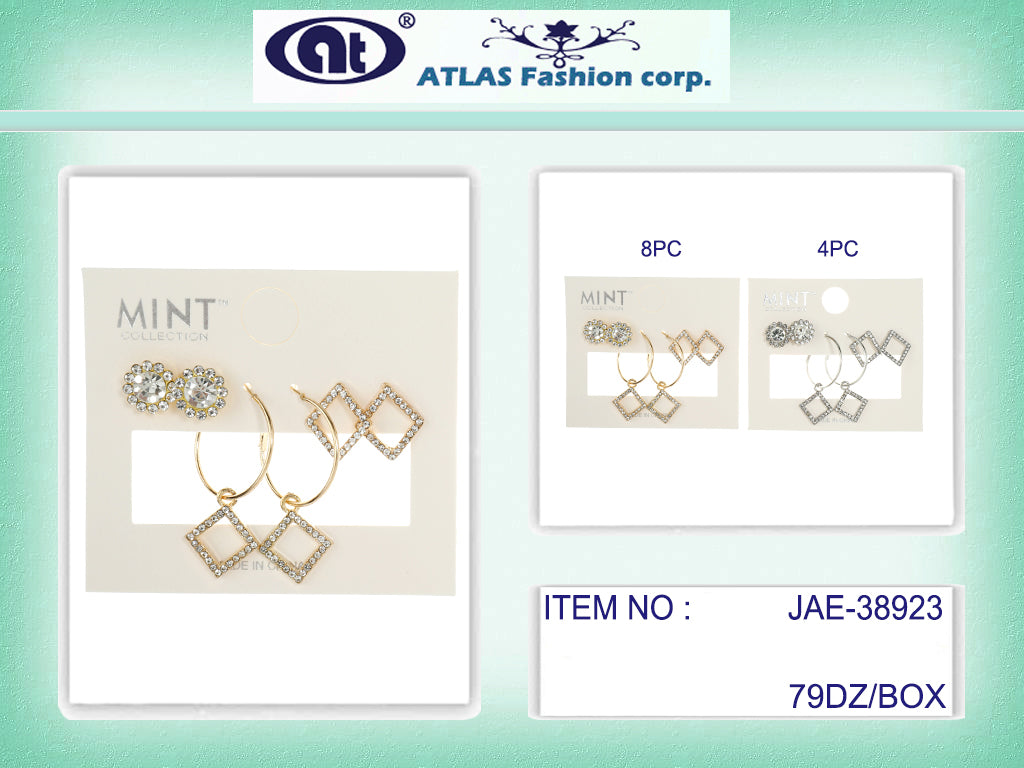 JAE38923 - 3 Pair Square Earring Set