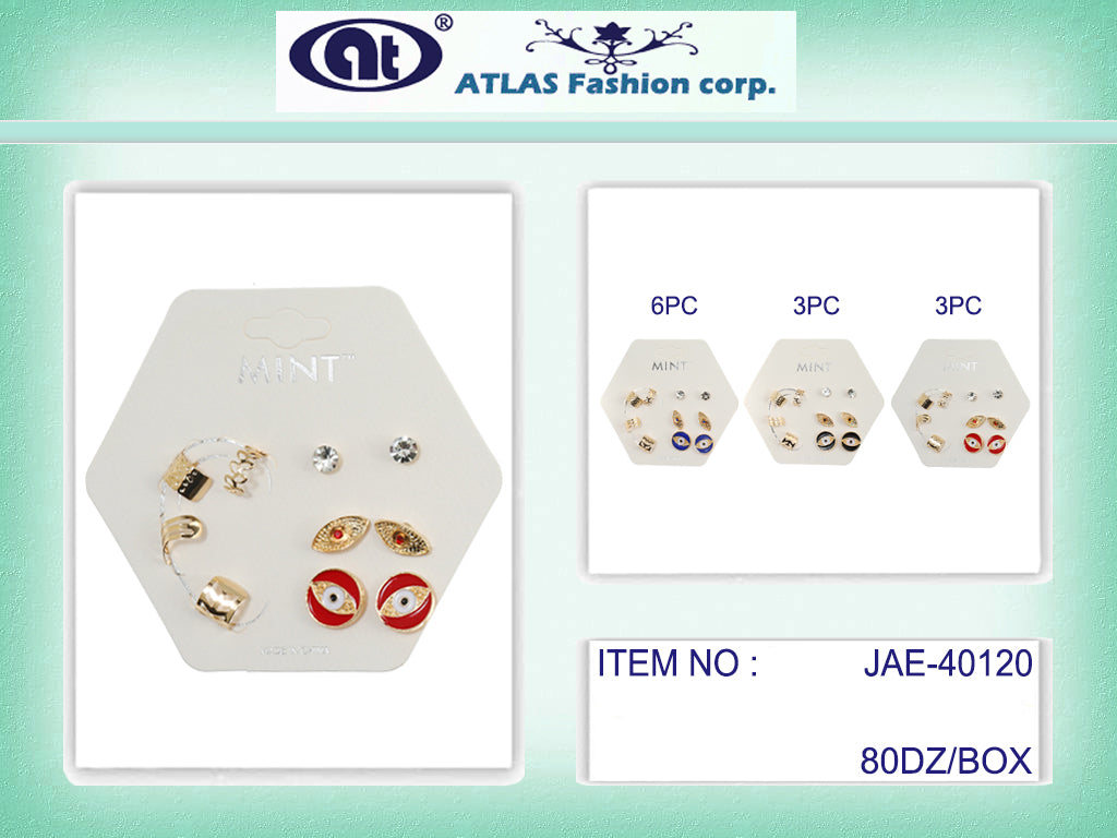 JAE40120 - Evil Eye Stud Earring & Ear Cuff Set