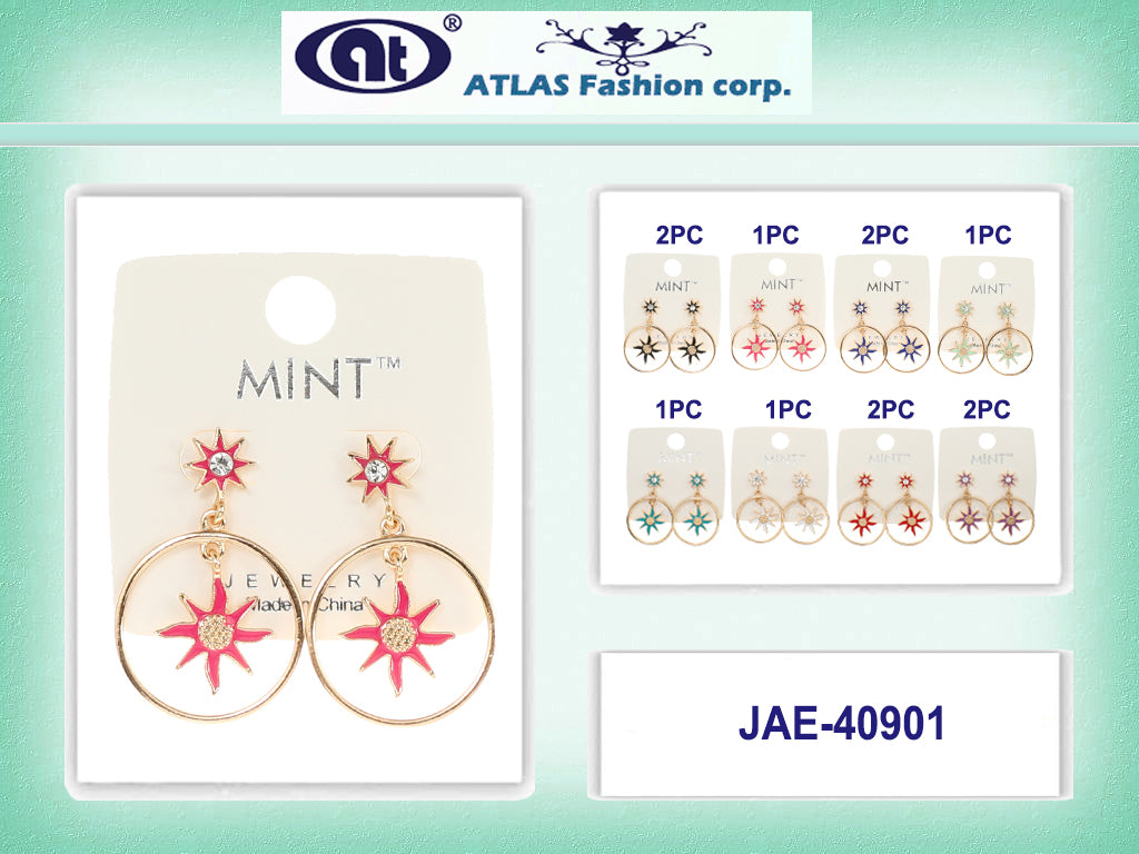 JAE40901 - Enamel Star Drop Earring