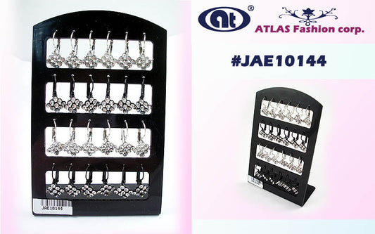 JAE10144 - 12 Pairs Silver Rhinestone Dangle Earring