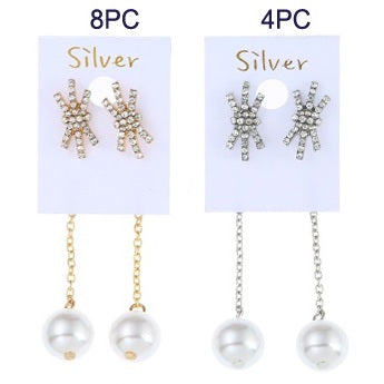 JAE27183 - Rhinestone Star & Pearl Drop Earring