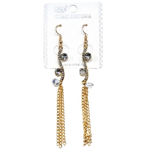 JAE27651 - Fringe Chain Drop Earring