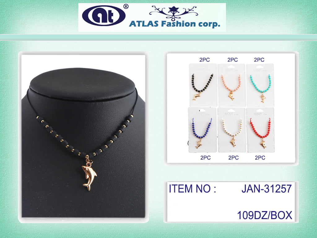 JAN31257 - Dolphin Knotted Thread Necklace