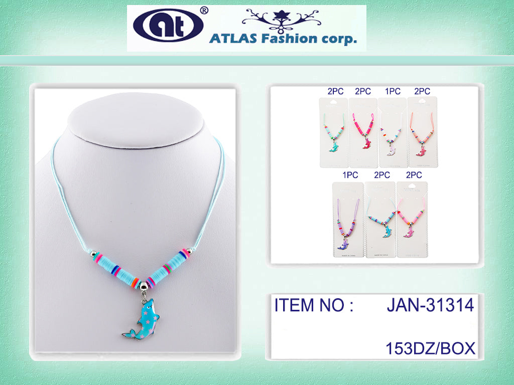 JAN31314 - Dolphin Knotted Thread Necklace