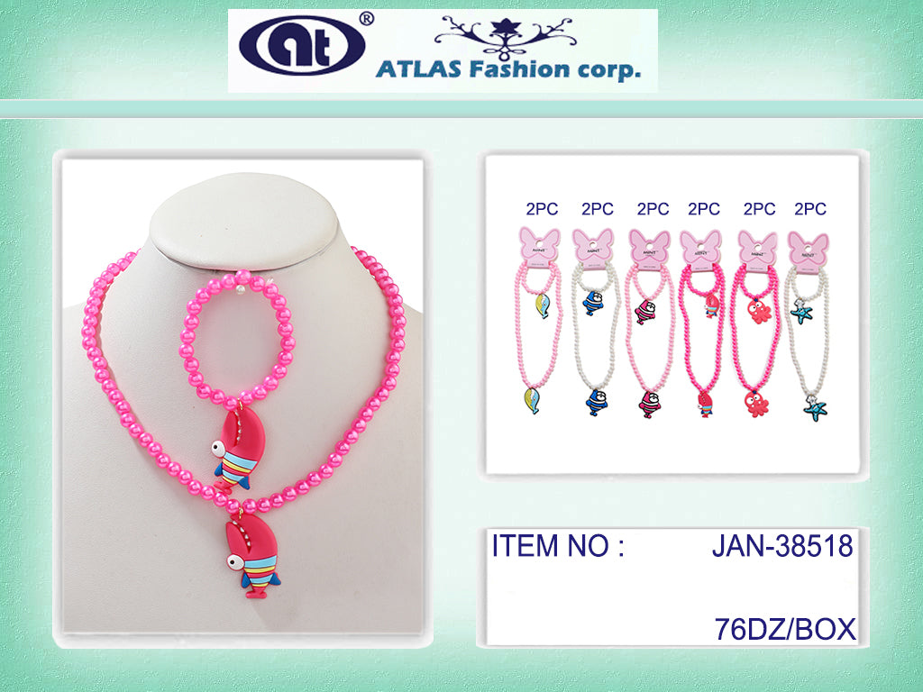 JAN38518 - Sea Animal Necklace & Bracelet Set