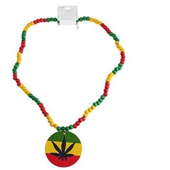 JAN26623 - Marijuana Leaf Wood Necklace