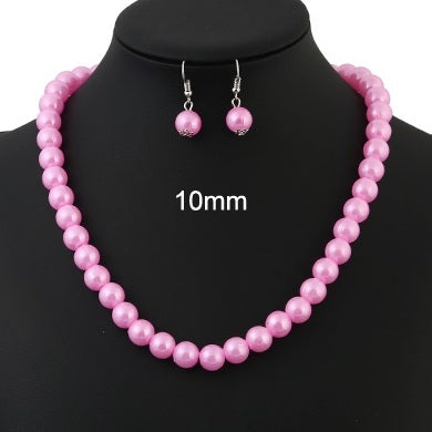 JAN28410-2 - Color Glass Pearl Necklace Set