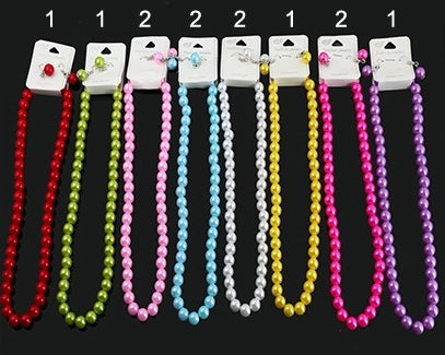 JAN28410-2 - Color Glass Pearl Necklace Set