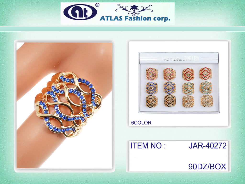 JAR40272 - Rhinestone Wave Ring