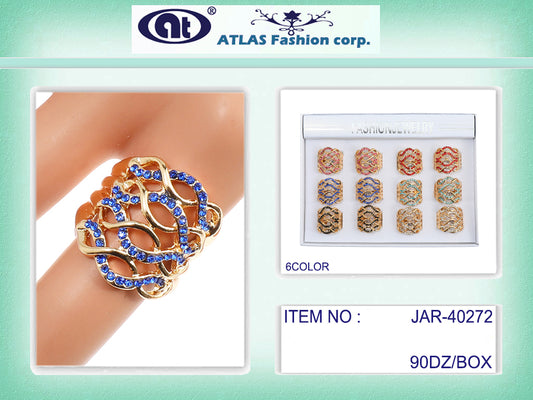 JAR40272 - Rhinestone Wave Ring