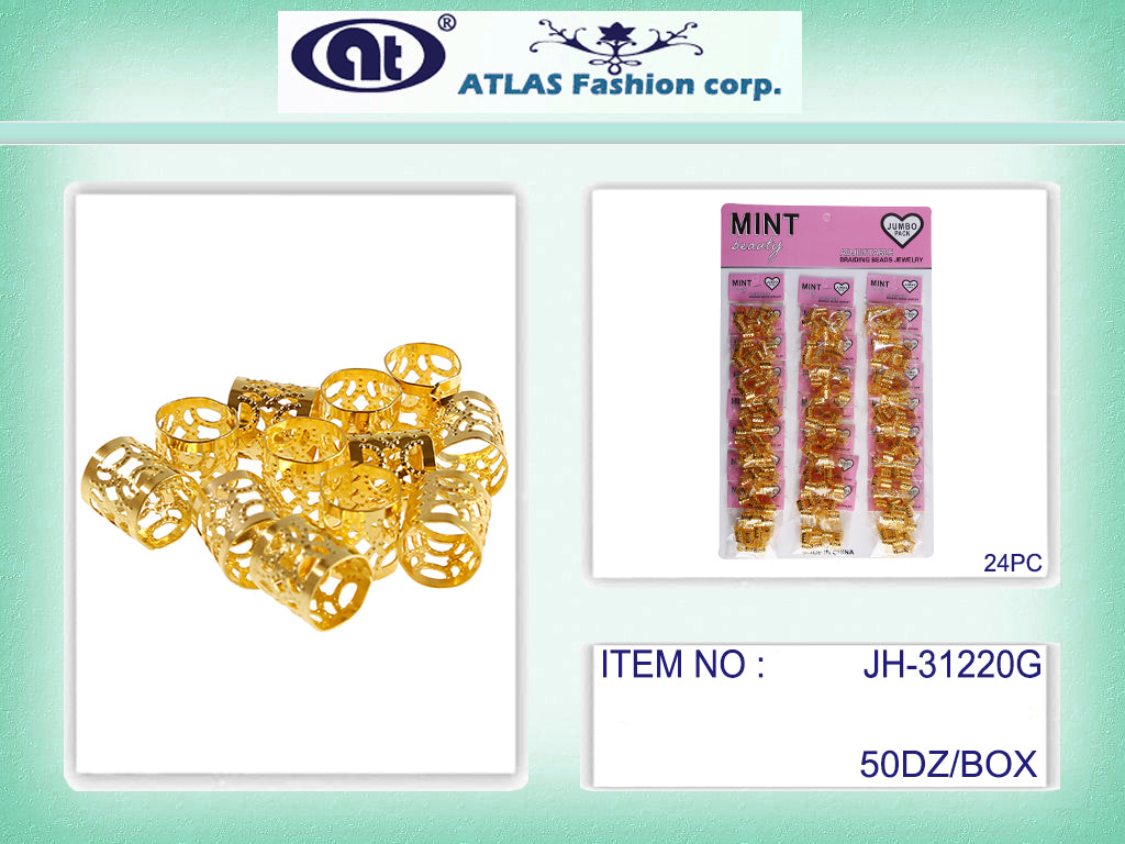 JH31220G - Gold Metal Hair Braid Cuff