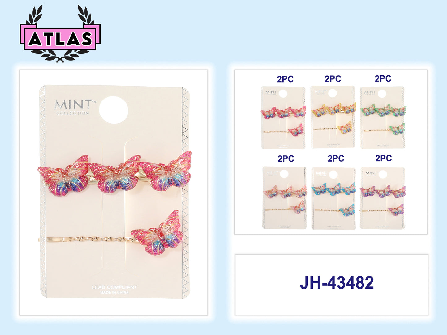 JH43482 - Resin Butterfly Hair Clip Set