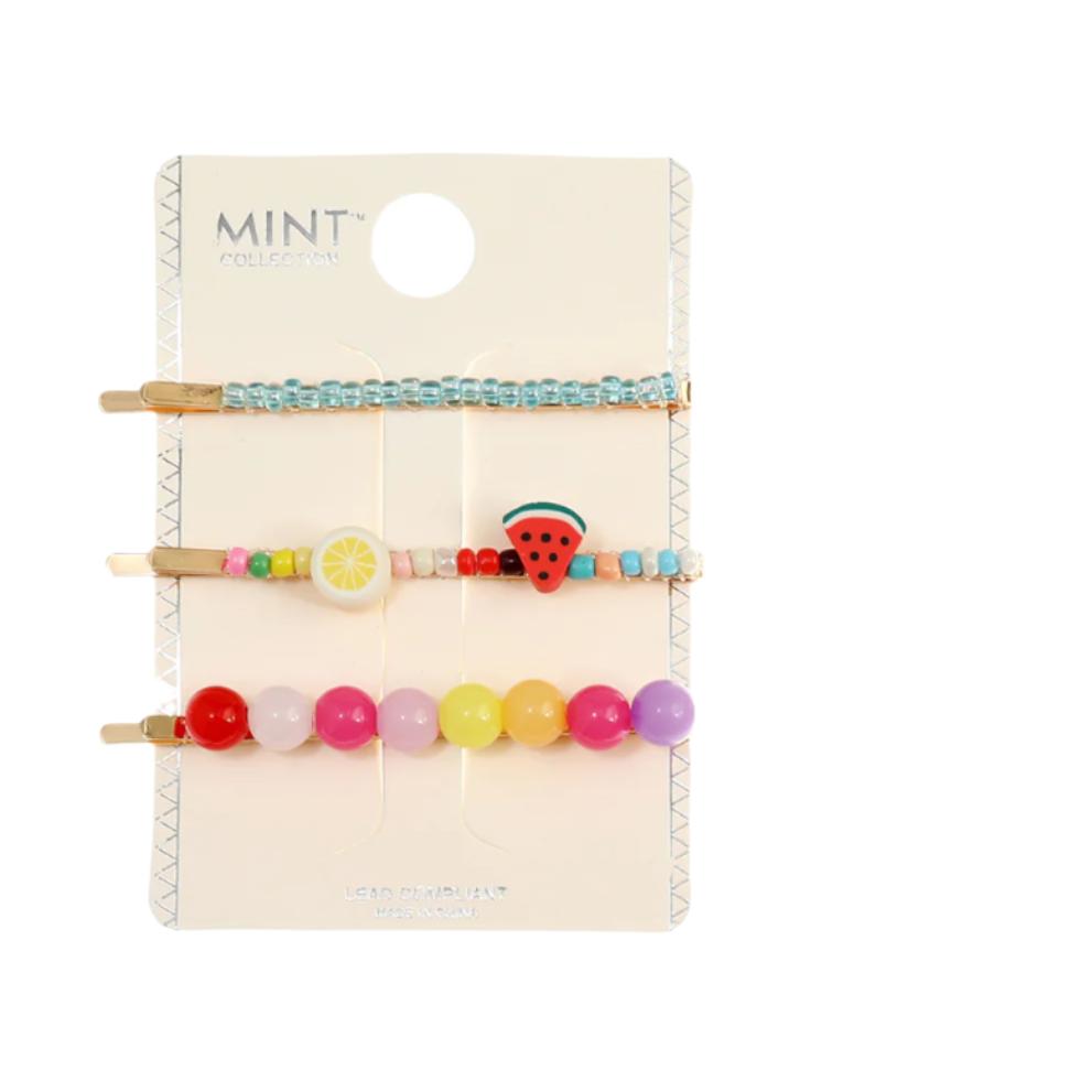 JH43497 - Beaded Fruits Hair Pin Set