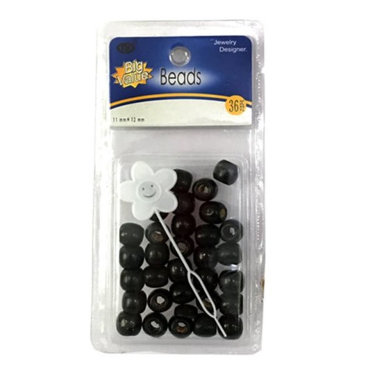 JH27831BK - Black Wood Hair Beads