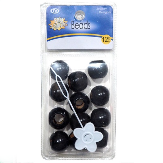 JH27911BK - Black Wood Hair Beads