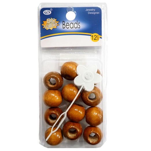 JH27911MBR - Chestnut Brown Wood Hair Beads