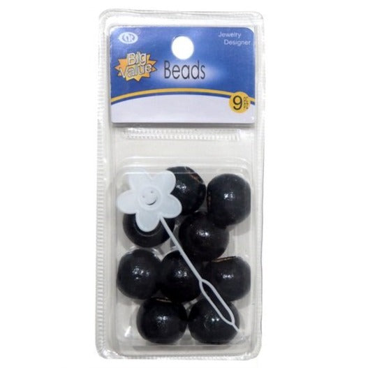 JH27912BK - Black Wood Hair Beads