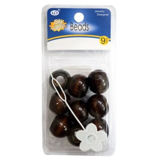 JH27912DBR - Dark Brown Wood Hair Beads