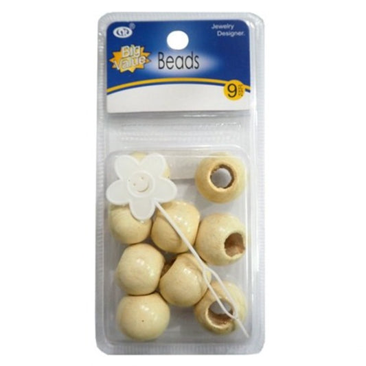 JH27912LBR - Light Tan Wood Hair Beads