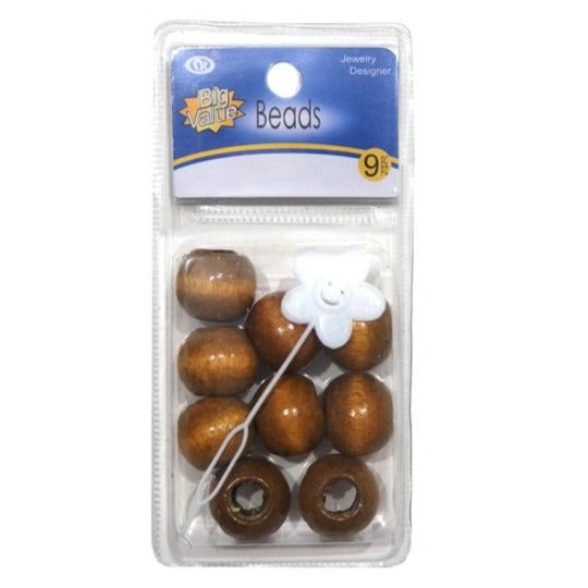 JH27912MBR - Chestnut Brown Wood Hair Beads