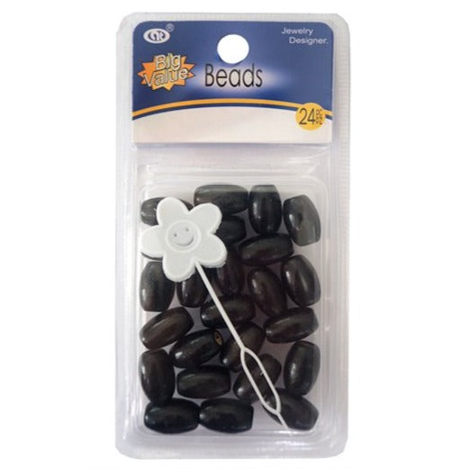 JH27914BK - Black Tube Hair Beads