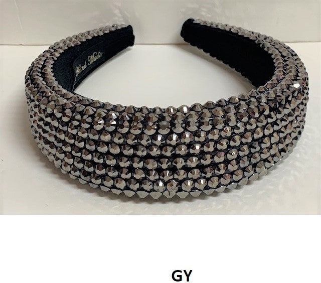 Gray Rhinestone Puffy Hairband