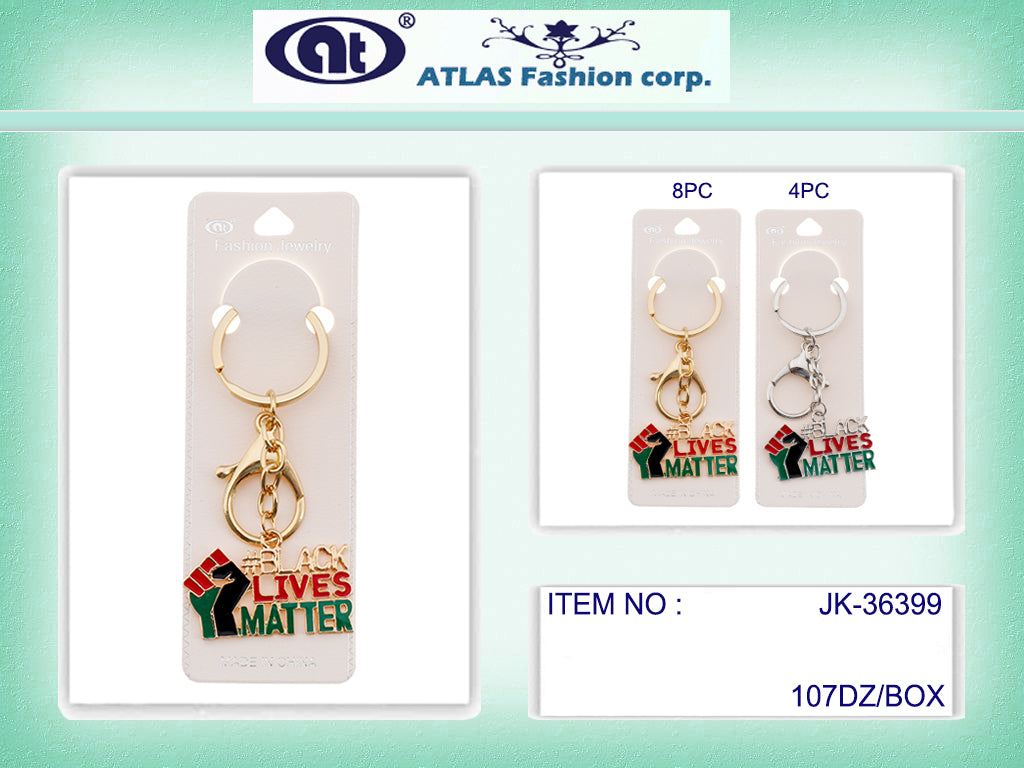 JK36399-Enamel Gold Black Lives Matter Keychain