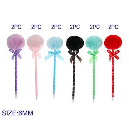 12 PCS Ribbon Pom Pom Pen